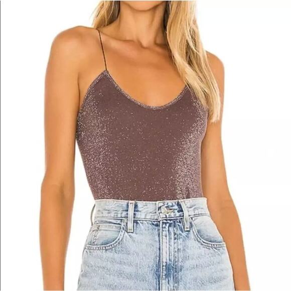 Intimately Free People NWOT Brown Metallic Scoop Neck Brami Crop Top Size XS/S - Picture 1 of 5
